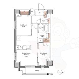 ジオエント四条大宮 2LDKの間取図画像
