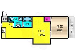 リエス洛西口 1LDKの間取図画像