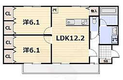 ジーニアスシティ伏見久我 2LDKの間取図画像