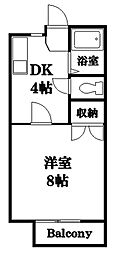 プラネット寺家C 1Kの間取図画像