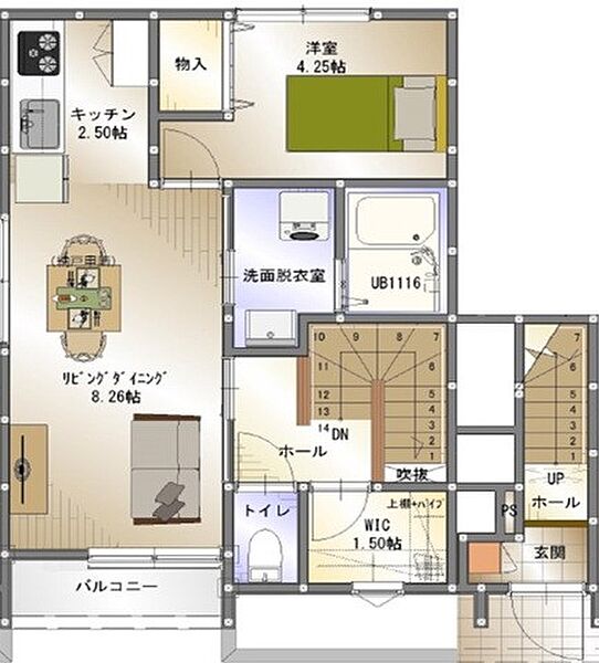 YDM B201｜広島県東広島市西条町寺家(賃貸アパート1LDK・2階・43.52㎡)の写真 その2