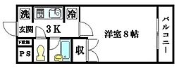 レジデンスダイオー 1Kの間取図画像