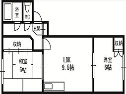 リバ・ストーリーE 2DKの間取図画像