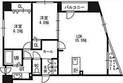 レジェンドコート琴似 2LDKの間取図画像
