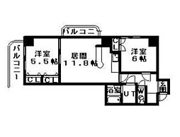 ウィング円山北町 2LDKの間取図画像