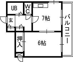 札幌JOW2ビル 1DKの間取図画像