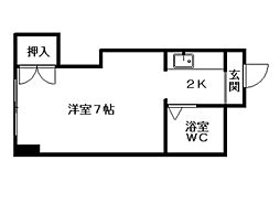 クィーン南5条 1Kの間取図画像