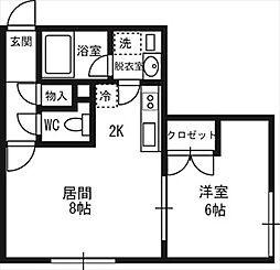 すいえん 1LDKの間取図画像