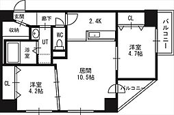 グランカーサ南6条 2LDKの間取図画像