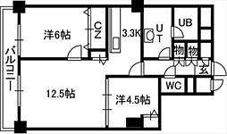 PRIMEURBAN札幌リバーフロント 2LDKの間取図画像