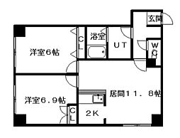 モデュロール 2LDKの間取図画像