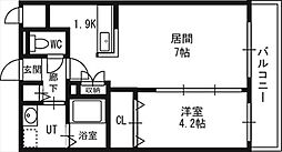 グランカーサ南6条 1LDKの間取図画像