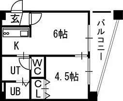 シティテラス南5条 1DKの間取図画像