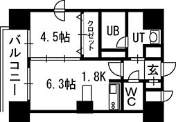 クレジデンス札幌・南4条 1LDKの間取図画像