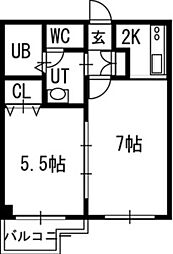 グランカーサ南11条 1LDKの間取図画像