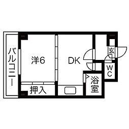 GRANDVIEW中島公園 1DKの間取図画像