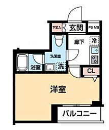 マーロ羽田 3階1Kの間取り