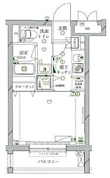 クレイシア南大井 1階1Kの間取り