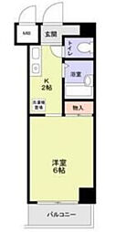 フローレス中原3 1Kの間取図画像