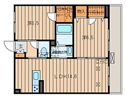 プログレス新鶴見 2LDKの間取図画像