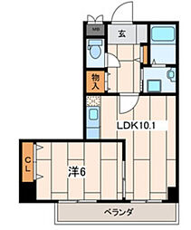 ルミエール横浜 1LDKの間取図画像