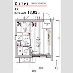 MAXIVbasic大鳥居 ワンルームの間取図画像