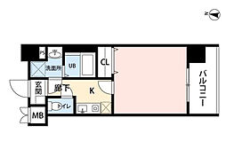アンプルールベトンラ・プティール 1Kの間取図画像