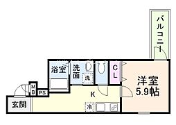 尼崎市南塚口町8丁目アパート 1Kの間取図画像