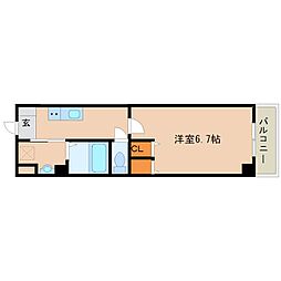 コートカトレア 1Kの間取図画像