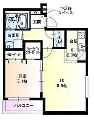 フジパレスJR塚口 1LDKの間取図画像
