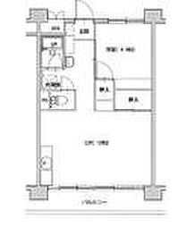 ビレッジハウス南清水タワー西棟 1LDKの間取図画像