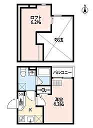 ルーム東園田 1Kの間取図画像
