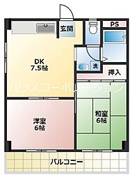 ダイリンハイツ 2DKの間取図画像