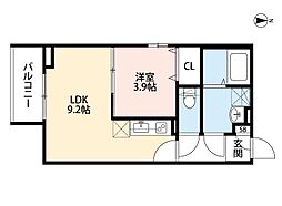 NKクレール塚口 1LDKの間取図画像