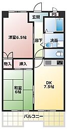 メゾンマツバ 2DKの間取図画像