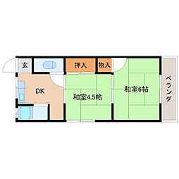 豊田文化 2DKの間取図画像