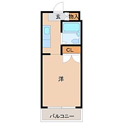 メゾンスリーエイト園田 1Kの間取図画像