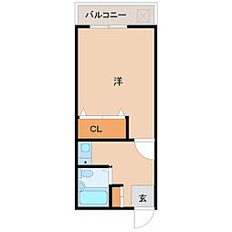 チェリーマンション 1Kの間取図画像