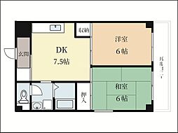 ハイツ平和2 2DKの間取図画像