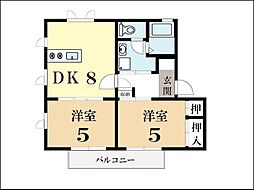 ウエストサイドタウンC棟 2DKの間取図画像