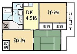 コーポラス大洋向島 3DKの間取図画像