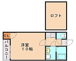 JR篠栗線 原町駅 徒歩6分の賃貸アパート 2階1Kの間取り