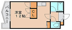 レジデンスコア ワンルームの間取図画像