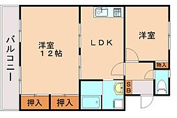 エメラルドマンション箱崎3 2LDKの間取図画像