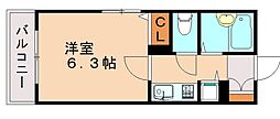 ライオンズマンション県庁東 1Kの間取図画像