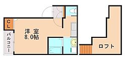 グレイスパル箱崎 1Kの間取図画像