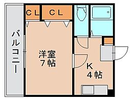 シャトルインハーバー 1Kの間取図画像