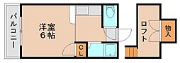 ウイング九大前 ワンルームの間取図画像
