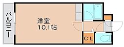 ソシエール箱崎 ワンルームの間取図画像
