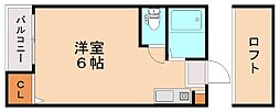 KMハイツ ワンルームの間取図画像